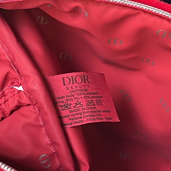 Christian Dior CD Logo Pouch Cosmetic Bag Red Velvet - Picture 8 of 13